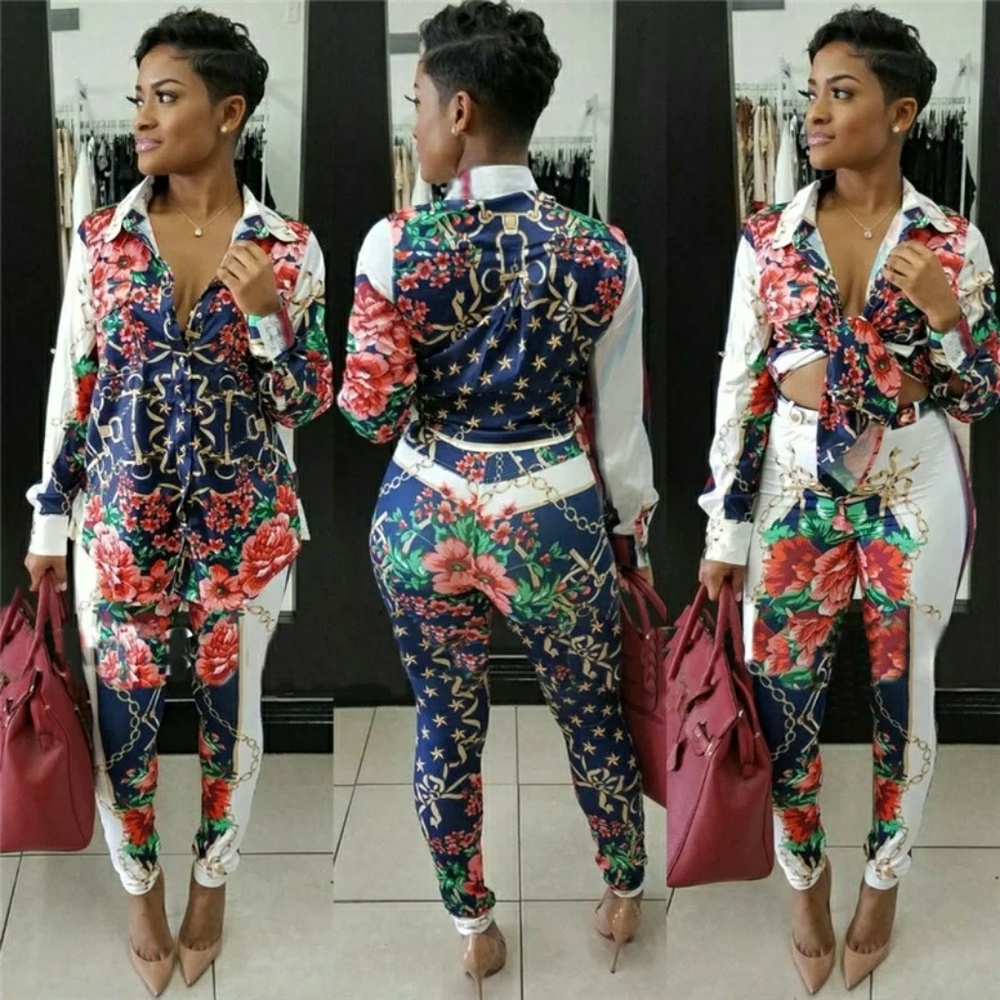 Pretty Print Pants Suit